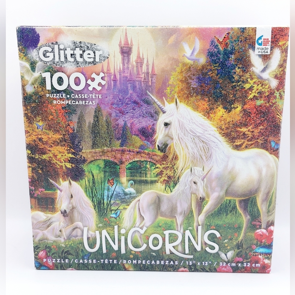 13"× 13" 100 piece Magical Unicorn Glitter‎ Puzzle sealed